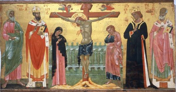 Venezianisch, Kreuzigung mit Heiligen von Venezianisch
