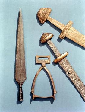 Viking swords, stirrup and spearhead (details) 17th