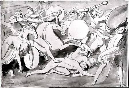 Battle scene (pen & ink) von William Blake