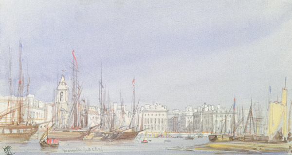 Marseilles, Shipping at Anchor and a Merchant Ship Becalmed, 28th July 1836 von William Callow