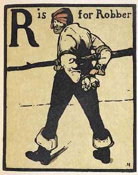 R ist für Räuber, Illustration aus "An Alphabet", herausgegeben von William Heinemann, 1898 1898
