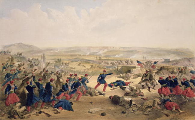 Battle of the Tchernaya, August 16th 1855, plate from 'The Seat of War in the East', pub. by Paul & von William Simpson