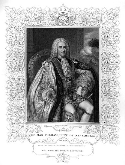 Portrait of Thomas Pelham-Holles, 1st Duke of Newcastle von William the Younger Holl